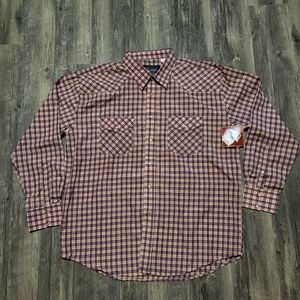 NEW Classic Western Pearl Snap Plaid Shirt Long Sleeve Button Up Top Size 2XL.